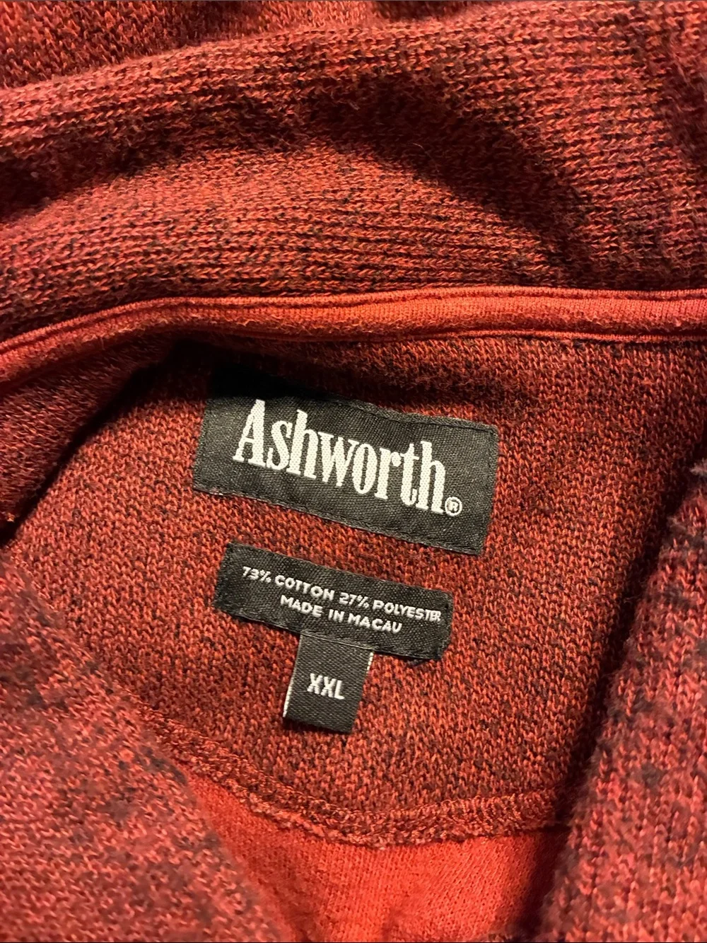 Men’s 2XL Ashworth Long Sleeve Polo in Brick Red